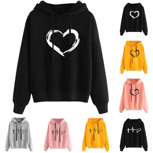 Generisch Damen Kapuzenpullover Lässiger Damen Hoodie Oversize mit Kapuze Herbst Winter Weiches Bequemes Sweatshirt Langärmliges Oberteil Modischer Pullover für Freizeit Sport und Tägliche Outfits von Generisch