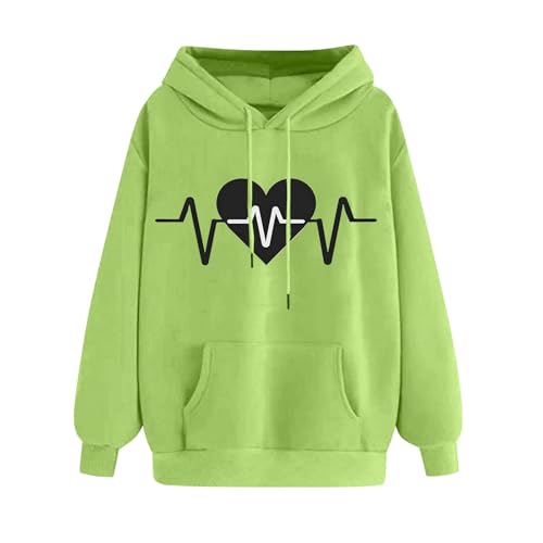Generisch Damen Kapuzenpullover Langarm Hoodie Casual Sweatshirt Aufdruck Pulli Leichte Pullover Einfarbig Oberteile Locker Langarmshirt Bequeme Kapuzenpulli Mode Longpullover Klassisches Streetwear von Generisch