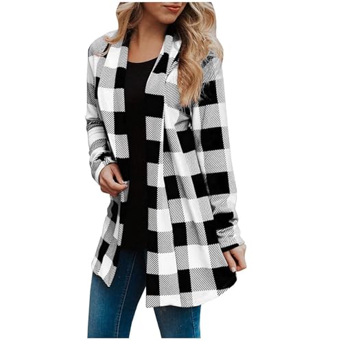 Generisch Damen Karierte Hemd Casual Langarmshirt V-Ausschnitt Karohemd Knopfleiste Oktoberfest Bluse Karo Hemdjacke Tunika, S-5XL von Generisch