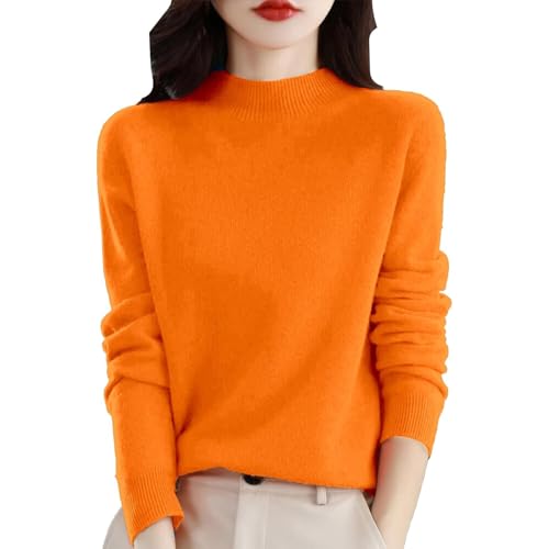 Generisch Damen Kaschmirpullover Warme Kaschmirpullover Tops Rundhals Warm Leicht Langarm Weich (Orange,L) von Generisch