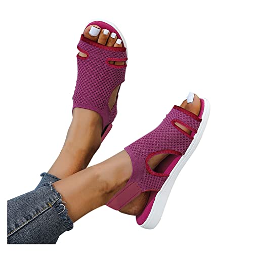 Generisch Damen Keilabsatz Boho - Sommer Mit Absatz Wedges Knöchelriemchen Casual Strandschuhe Offene Plateau Wedge Keilabsatz Schuhe Freizeit Espadrilles Heel Für Frauen Sandaletten Sandalen von Generisch