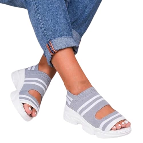 Generisch Damen Keilabsatz Sandalen - Wedges Espadrilles Knöchelriemchen Mit Absatz Strandschuhe Casual Heel Sommer Wedge Sandalen Für Frauen Sandaletten Keilabsatz Freizeit Offene Schuhe Plateau von Generisch