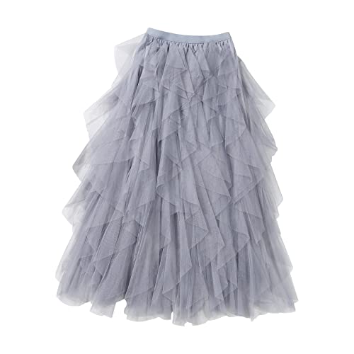 Generisch Damen Kurz Retro Rock Hohe Taille Tutu Rock Tüllrock Petticoat 50Er Tutu Unterrock Tütü Crinoline Rock Karneval Fasching Hippie Damen Tüllrock Orange Lang Damen von Generisch