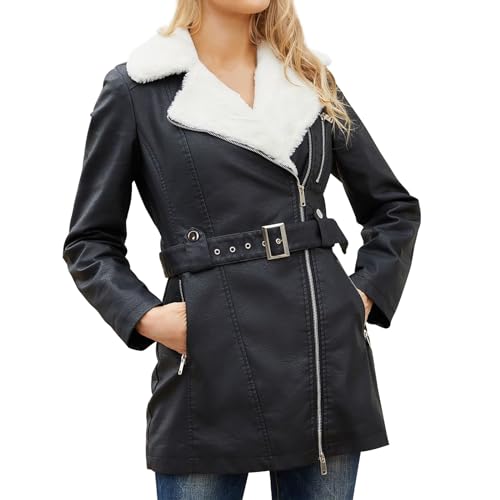 Generisch Damen Kurze Blouson Jacke Casual Pilotenjacke Langarm Outwear Zip Up Solid Leichte Coat Sweatjacke Winter Lederjacke Damen Schwarz Lang Winterjacke Damen Lederjacke von Generisch