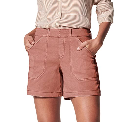 Generisch Damen Kurze Hose Sommer Leinenshorts High Waist Stretch-Stoffhose Casual Hoher Taille Gerades Bein Shorts Bermuda Freizeitshorts Freizeit Sportshorts In trendigen Sommerfarben von Generisch