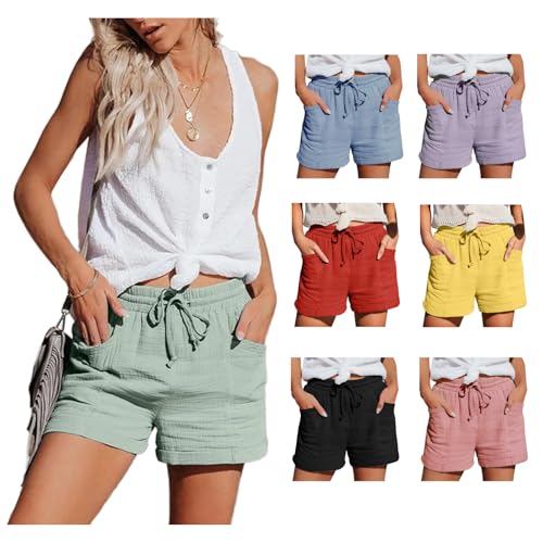 Generisch Damen Kurze Hose Sommer Mode Lässige Musselin Shorts mit Taschen Sport Laufhose Kordelzug Stretch Weite Stoffhose Freizeit Leinenhose Bequeme Casual Sportshorts Grün Generisch Damen Kurze Hose Sommer Mode Lässige Musselin Shorts mit Taschen Sport Laufhose Kordelzug Stretch Weite Stoffhose Freizeit Leinenhose Bequeme Casual Sportshorts Grün von Generisch