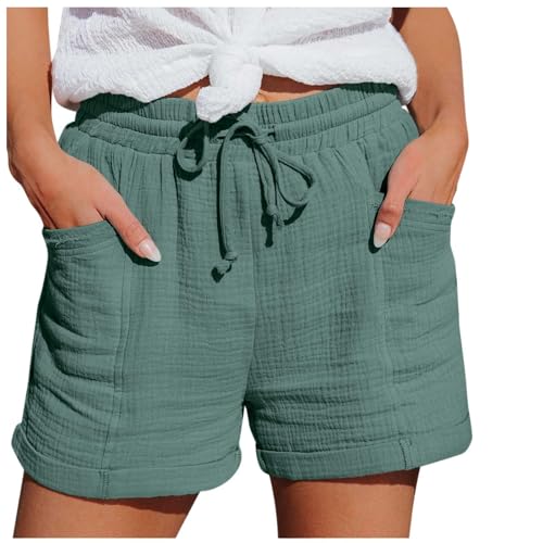 Generisch Damen Kurze Hose Sommer Mode Lässige Musselin Shorts mit Taschen Sport Laufhose Kordelzug Stretch Weite Stoffhose Freizeit Leinenhose Bequeme Casual Sportshorts Grün Generisch Damen Kurze Hose Sommer Mode Lässige Musselin Shorts mit Taschen Sport Laufhose Kordelzug Stretch Weite Stoffhose Freizeit Leinenhose Bequeme Casual Sportshorts Grün von Generisch