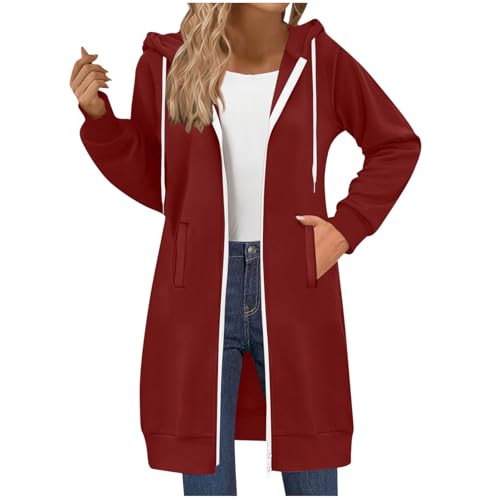 Generisch Damen Lange Kapuzenpullover mit Reißverschluss Hoodie Jacke Langarm Herbst Winter Pulli Freizeit Sweatjacke Sweatshirts Kapuzenpullover Streetwear Strickjacke mit Taschen Winterjacke Generisch Damen Lange Kapuzenpullover mit Reißverschluss Hoodie Jacke Langarm Herbst Winter Pulli Freizeit Sweatjacke Sweatshirts Kapuzenpullover Streetwear Strickjacke mit Taschen Winterjacke von Generisch