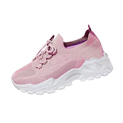 Generisch Damen Laufschuhe Flach Weiche Sohle Freizeitschuhe Breite Füße Halbschuhe Mesh Atmungsaktive Loafers Leichte Schnürung Turnschuhe Slip On Walkingschuhe Elegante Damenschuhe Hallenschuhe von Generisch