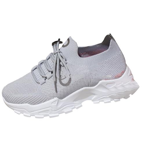 Generisch Damen Laufschuhe Flach Weiche Sohle Freizeitschuhe Breite Füße Halbschuhe Mesh Atmungsaktive Loafers Leichte Schnürung Turnschuhe Slip On Walkingschuhe Elegante Damenschuhe Hallenschuhe von Generisch