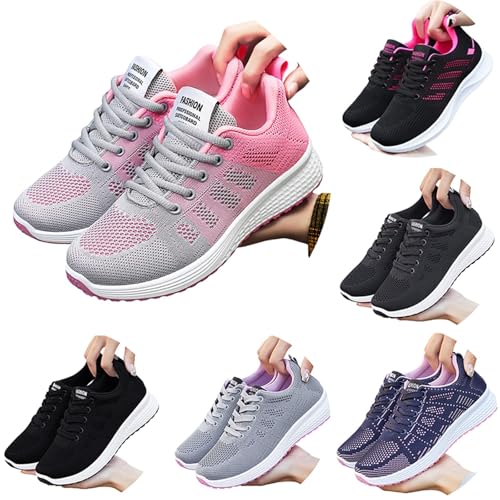 Generisch Damen Laufschuhe rutschfest, Damen Sneaker Leichte Turnschuhe Atmungsaktiv Bequeme Sportschuhe Mit Luftpolster Joggingschuhe Mesh Weiche Sohle Schnürschuhe Outdoor Fitness Damensneaker von Generisch