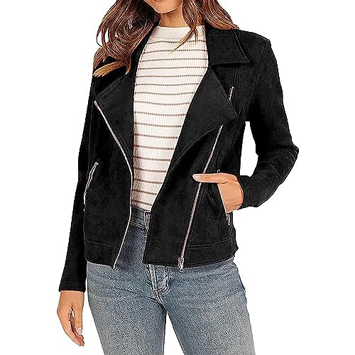 Generisch Damen Lederjacke Kapuze Kunstleder Motorradjacke Bikerjacke Ladies Oberbekleidung mit Reißverschluss und Tasche Bikerjacke Damen Stoff Lederjacke Damen Rot Echtleder von Generisch