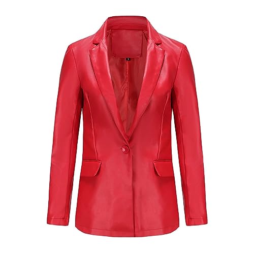 Generisch Damen Lederjacke Kurz Bikerjacke Reverskragen Reißverschluss Leder Jacke Übergangsjacke Kurze Jacke Damen Mantel Trenchcoat Damen Winter von Generisch