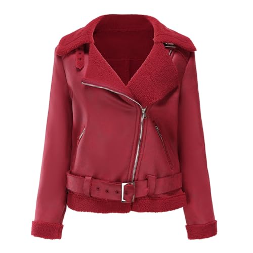 Generisch Damen Lederjacke Kurz Bikerjacke Reverskragen Reißverschluss Leder Jacke Übergangsjacke Kurze Jacke Jeansjacke Damen Schwarz Motorrad Hose Und Jacke Damen von Generisch