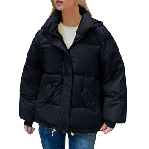 Generisch Damen Leichte Winterjacke Packbar Oversized Steppjacke Kurz mit Reißverschluss Wasserabweisende Kurzer Daunenmantel Wendemantel Damen Winterjacken FüR Damen Kurz von Generisch