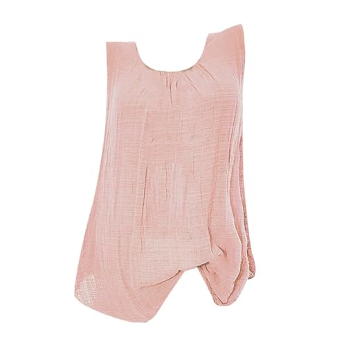 Generisch Damen Leinen Oberseite Ärmellose Sommer Casual Tank Tops Sommer Ärmellose Tunika Lockere Einfarbig Blusen Tunika V-Ausschnitt Sommerbluse von Generisch