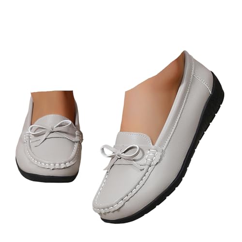 Generisch Damen Loafer Schuhe Mokassins Bequeme Lässige Slip On Flach Weich Business-Schuhe Classic Casual Freizeitschuhe Slippers (Grey, 39) von Generisch