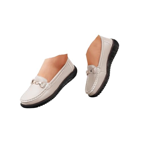Generisch Damen Loafers, Plateau, bequem, Slipper, elegant, Business, Casual, Mokassin Schuhe (White, 39) von Generisch