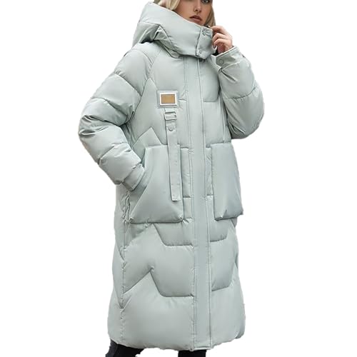 Generisch Damen Lsolierter Daunenmantel Winter Kapuzen-Steppjacke mit Kunstpelz Female Winterjacke Daunenmantel Damen Warm Daunenmantel Damen Lang Schwarz GläNzend Puffer Jacke Damen Kurz Weiß von Generisch