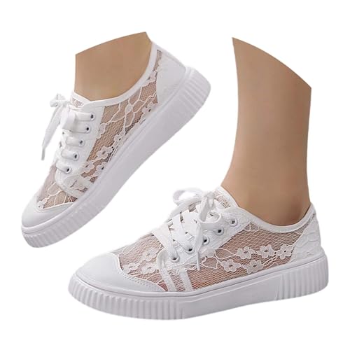Generisch Damen Mädchen Sommer Stickerei Spitze Plimsolls Turnschuhe Schnüren Mesh Sneakers von Generisch