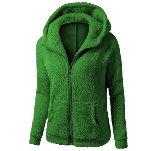 Generisch Damen Mantel Fleecejacke Mit Kapuze Winterjacke Warm Teddyjacke Reißverschluss Hoodie Jacke Winter Herbst Kapuzenjacke Damen Steppjacke Übergang von Generisch