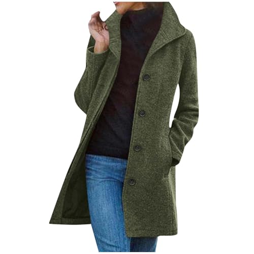 Generisch Damen Mantel Winter Kurzmantel Herbstmantel Locker Wollmantel Elegant Wintermantel Modische Wolljacke Bequeme Übergangsmantel Casual Trenchcoat Winterjacke für Alle Outdoor-Aktivitäten von Generisch