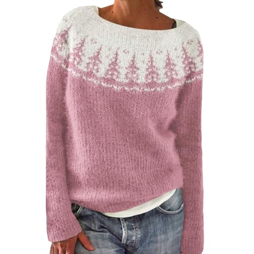 Generisch Damen Merinowolle Pullover Herbst Winter Rundhalsausschnitt Lange Ärmel Tragefertig Strickpullover Pulli Winterpullover Wollpullover,Langer Pullover Damen von Generisch
