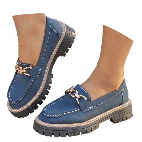 Generisch Damen Mokassins Slip on Loafers - Bootsschuhe rutschfeste Lauflernschuhe Weiches Slip-On Breite Fuß Orthopädische Vintage-Stil Flache Halbschuhe Lässige Segelschuhe Flachschuhe von Generisch