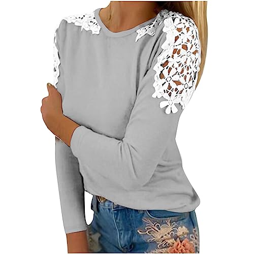 Generisch Damen Oberteile Locker Langarmshirt Elegante Spitzenbluse Basic Tops Patchwork T-Shirt Leichte Pullover Lässig Longshirt Vintage Tunika Mode Rundhals Blusenshirt Festliche Kleidung Generisch Damen Oberteile Locker Langarmshirt Elegante Spitzenbluse Basic Tops Patchwork T-Shirt Leichte Pullover Lässig Longshirt Vintage Tunika Mode Rundhals Blusenshirt Festliche Kleidung von Generisch