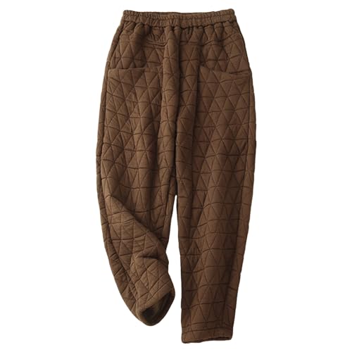 Generisch Damen Outdoorhose Warmer Jogginghose Warm Freizeithose Lang Herbst Und Winterhose Mit Hohe Taille Harenhose Hose Elegant Gepolsterte Retro Lässig Verdickte Für Leichte Baumwoll (Coffee, M) von Generisch