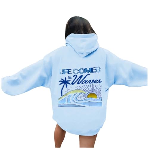 Generisch Damen Oversized Hoodies Langarm Herbst Winter Kapuzenpullover, Sweatshirt Oberteil Kapuzenpulli Sweatshirts Für Damen Hoodie Damen Reißverschluss Pink Puffer Jacke Damen Mit Kapuze von Generisch