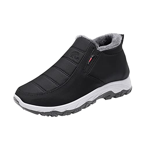 Generisch Damen Paar Stiefel Winter Flache -Spritzer Verdickung Samt Warmer Seitlicher Reißverschluss Mittelschlauch Schneestiefel Halblange Damen (Black, 40) von Generisch