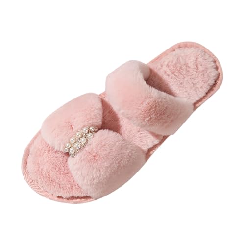 Generisch Damen Pantoletten Winter Hausschuhe Bequeme Offene Zehen Baumwolle Modische Slipper für (41) von Generisch