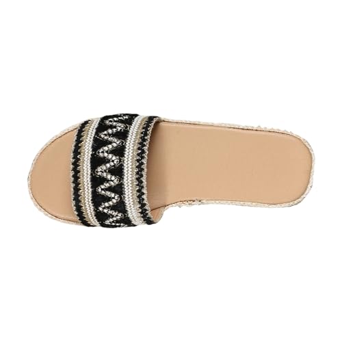 Generisch Damen Pantoletten mit Leder-Fußbett Bequem Rutschfest Sandalen Frauen Sommer Latschen Schlappen Hausschuhe Strand Reise Urlaub Slipper Größe 36-42 von Generisch