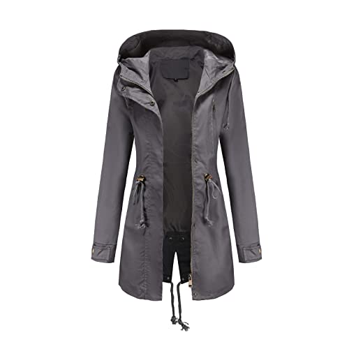 Generisch Damen Parka Übergang Lang Erhältlich Wintermantel Kurz Baumwolle Blazer Strickjacke Mantel Übergangsjacke V Ausschnitt Mit Taschen Atmungsaktiv Slim Fit Windbreaker Coat Frühling Cardigan von Generisch