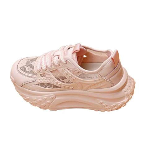 Generisch Damen Plateau Sneaker Damen Retro Chunky Dad Schuhe Leichte Walkingschuhe Modische Spitzen Sportschuhe Mesh Atmungsaktive Turnschuhe Bequeme Keilabsatz Sneaker für Alltag & Spaziergänge von Generisch