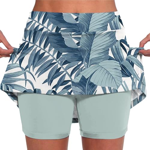 Generisch Damen Plissiert Tennisrock, Crossover Tennis Rock Skort Mädchen mit Hoher Taille, Schwarzer Activewear Minirock mit Taschen Rock Grau Damen von Generisch