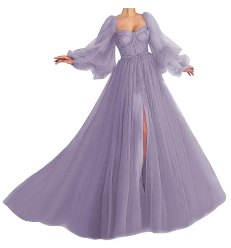 Generisch Damen PuffäRmel Ballkleider Langer TüLl Ballkleid Schlitz Formelle Abendkleider Schatz Prinzessin Hochzeitskleid Wisteria 8XL von Generisch