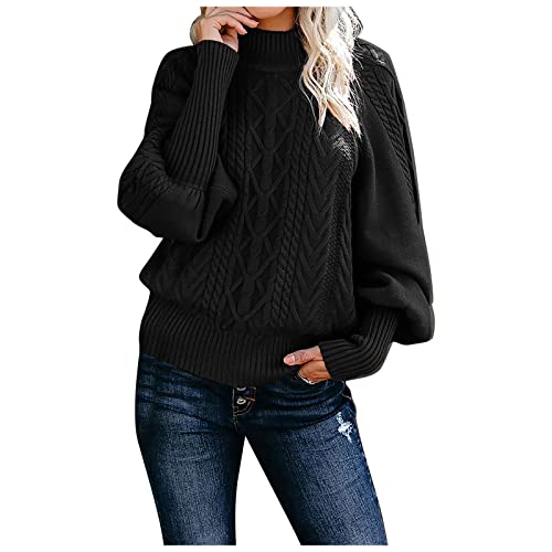 Generisch Damen Pullover, Mode Casual Solid Color Pullover Set Kopf Rundhalsausschnitt Warm Langarm Pullover Elegant & Strickjacken Fã¼R Polower Winter Für Marke Danen Pullover Sport (M, Schwarz) von Generisch