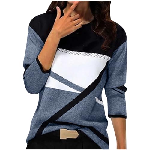 Generisch Damen Pullover Oversize Y2K Sweatshirt ohne Kapuze Basic Rundhals Longshirt Elegant Einfarbig Langarmshirt Locker Casual Sportshirt Herbst Winter Fleecepullover Teenager Mädchen Pulli von Generisch
