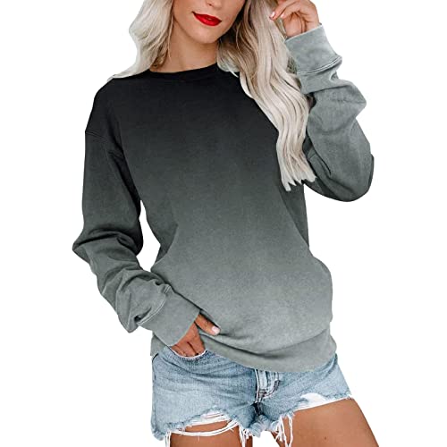 Generisch Damen Pullover Sweatshirt Langarm Rundhals Pulli Herbst Winter Frauen Locker Casual Oberteil Sport Streetwear Sweatshirts Langarmshirt ohne Kapuze Bluse Tops von Generisch