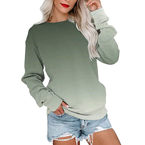 Generisch Damen Sweatshirt Pullover Langarm Shirt Tunika Rundhals Pulli Mädchen Locker Leichter Oberteile Sport Streetwear Langärmeliger ohne Kapuze Bluse Tops von Generisch