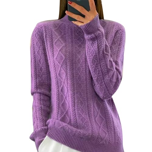 Generisch Damen Pullover Winter Elegant Langarm Strickpullover Damen Rollkragen Zopfmuster Winterpullover Damen Warm Rollkragenpullover Strick Pulli Frauen Einfarbig Feinstrick Dicke Strickpulli von Generisch