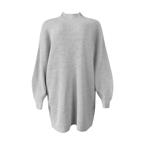 Generisch Damen Pulloverkleid Winter Langarm Rollkragen Winterkleid Damen Lang Warm Strickkleid Damen Knielang Einfarbig Strickkleider Elegant Locker Longpullover Grobstrick Pullikleid Strick Casual von Generisch