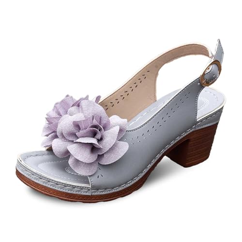 Generisch Damen Pumps Chunky Blockabsatz Schuhe Mary Jane Hochzeit Offene Zehe Sandalen Bequeme High Heels Klassische Anzugschuhe von Generisch