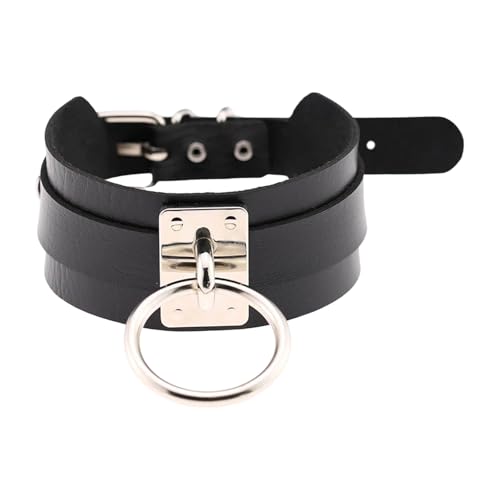 Generisch Damen Punk Gothic Rock Choker - Leder Halsband Halskette Exquisit Metalllegierung Lederhalskette Kette Verstellbaren Größen von Generisch