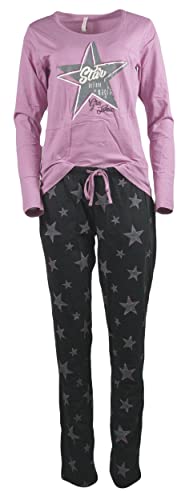 Generisch Gin Tonic Damen Pyjama Schlafanzug Nachtwäsche Set Langarm Oberteil und Lange Hose, Rosa, XL (48/50) von Generisch