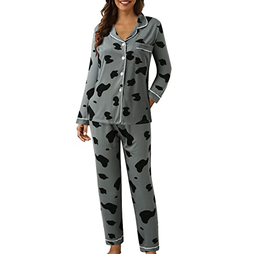 Generisch Damen Pyjama Set Damen Schlafanzug Schlafanzug Damen Winter Baumwolle Seide Schlafanzug Lang Pyjama Pyjama Set Herbst Winter Nachtwäsche Flannel Pyjama Damen Winter Warm Schlafanzug von Generisch