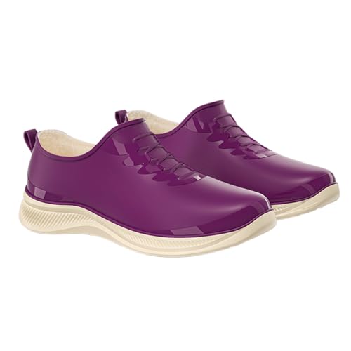 Generisch Damen Regenschuhe für Outdoor-Aktivitäten Bequeme Slip-On Wanderschuhe für Camping Freizeit Wasserabenteuer Kurze Schafthöhe Design für Stadtpendler, minimalistisch stylisch (Purple, 37) von Generisch