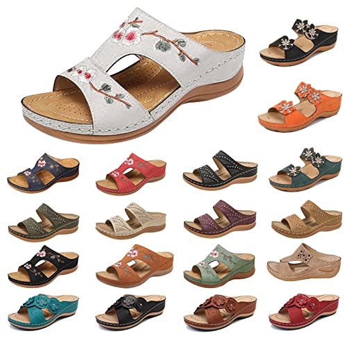 Generisch Damen Sandalen Bequeme Keilsandalen mit Bogen Blume Hohle Plattform Rutschen Flip FlopsUnterstützung Sommer Casual Fish Mouth Offene Zehe Slip-on Slipper Blume Hohle Sandalen von Generisch